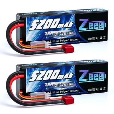 Image de Zeee 2s lipo Batterie 5200mAh 7,4V 50C RC Batterie, avec connecteur Deans T Fiche, pour Evader BX Auto Car Truck LKW Truggy Hobby (2 Paquets)