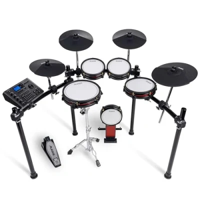Image de Alesis Crimson III Batterie Électronique avec Bluetooth, MIDI, Pads Maillés 2 Zones, Ride 3 Cymbales à Étouffement, Compatible Double Pédale, Cours Drumeo, Lecteur BFD