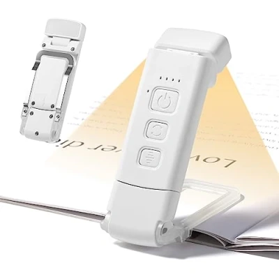 Image de Diboniur lampe de Lecture, Liseuse USB Rechargeable, 3 modes 5 luminosité réglable, 500mAh Pliable mini pince pour lire des livres au lit enfants adultes, Compacte et Durable