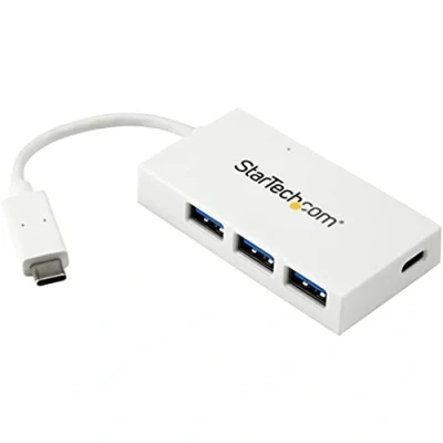 Image de StarTech.com Hub USB C à 4 Ports avec 1x &amp; 3x A (SuperSpeed 5Gbps) Alimenté par Bus 3.0 Portable 3.1 Gen 1/USB 3.2 1 Type Blanc