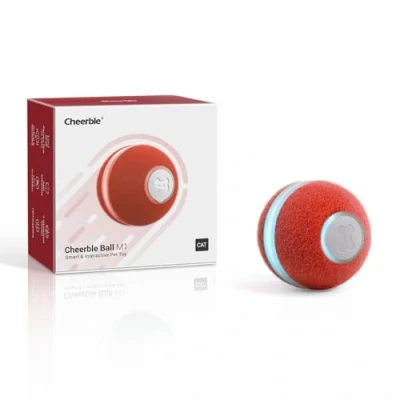 Image de Cheerble Jouet Chat Interactif, Balle Intelligente Auto Rotative Rebondissante pour Chaton d&#039;intérieur, 3 Modes, Rechargeable par USB, Rouge