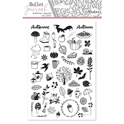 Image de Aladine Stampo Bullet Journal AUTOMNE Planche de Tampons en Mousse, Empreinte Silicone Idéal pour Journal, Scrapbooking, Carnets Loisirs Créatifs DIY