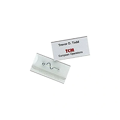 Image de Durable 860619 Porte badge Universel Fixation par Epingle Torsadée pour Insertion Format 30 x 60 mm Plastique Résistant Transparent Boîte de 10