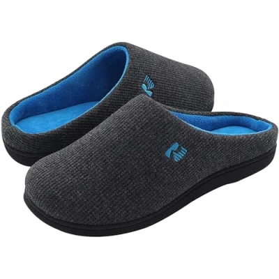 Image de RockDove Chausson en Mousse à Mémoire de Forme Deux Tons pour Homme, 43.5 EU, gris foncé et bleu