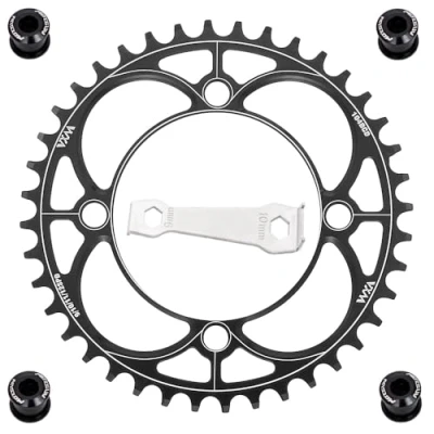 Image de YBEKI Plateau de Pédalier 32T 34T 36T 38T 40T 42T 44T 46T 48T 50T 52T 104BCD étroit Large Simple Vélo pour Vélos Route VTT BMX