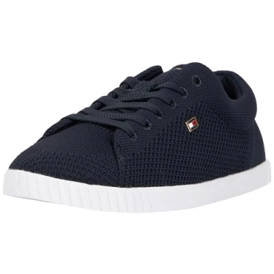 Image de Tommy Hilfiger Baskets en Maille Femme Flag Lace Up Chaussures, Bleu (Space Blue), 36
