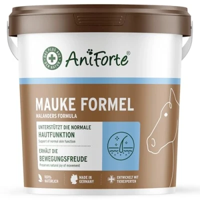 Image de AniForte Mauke Formule pour chevaux 1 kg soin de la peau et des sabots, soutien du métabolisme système immunitaire, une vitale un bien être