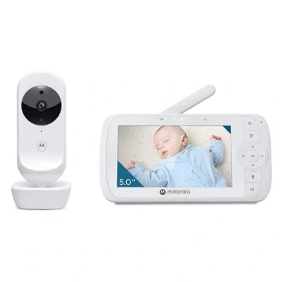 Image de Motorola Nursery VM35 Visiophone Bébé Ecoute Vidéo VM 35 Unité Parentale 5 Pouces Infrarouge Zoom Numérique Fonction Talk back Blanc