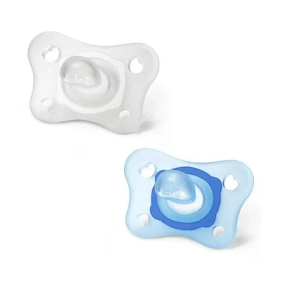 Image de Chicco Sucette Physio Mini Soft &quot;tout silicone&quot; x2 bleu et neutre 0 2m