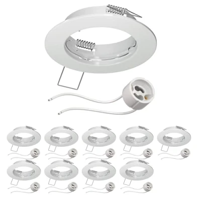 Image de ledscom.de 10 pièces cadre d&#039;encastrement au plafond FERE, rond, blanc brillant (GU10/MR16/GU5,3/50mm) incl. douille GU10