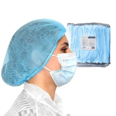 Image de Charlotte cheveux jetable 100 charlottes jetables OneProtek (Bleu) pour usage Alimentaire Restauration et Médical, 53 cm, Respirantes Résistantes un confort longue durée