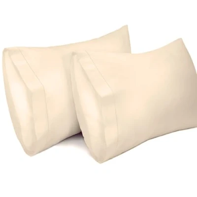 Image de Lirex Lot de 2 Taie Oreiller 40 x 60 cm，100% Coton, d&#039;oreiller Respirantes, Certification Oeko TEX, Blanc Crème
