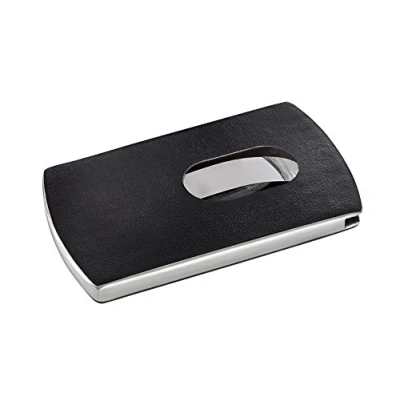 Image de SIGEL Vz121 Étui pour Carte de Visite &quot;Snap&quot;, Jusqu&#039;à 12 Cartes, 9,1 X 5,7 cm, Noir/Inox
