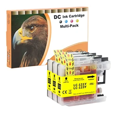 Image de D&amp;C 3X Jaune Cartouche d&#039;encre Compatible pour Brother LC 123 LC123 XL DCP J132W J150 J152W J172W J4110DW MFC J4510DW J4610DW J552DW J752DW J6920DW