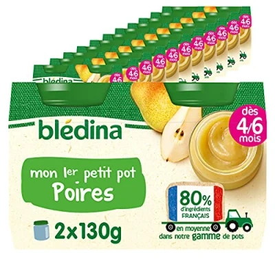 Image de Blédina Mon 1er Petit Pot pour bébé, Dès 4/6 Mois, Poires, 24x130g (Lot de 12*2)