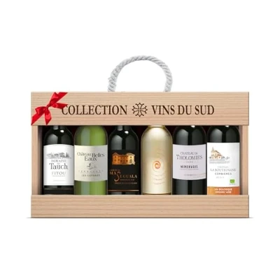 Image de Collection vins du Sud Coffret de rouge et blanc la France dans un emballage cadeau en bois (6 x 0,375 l)