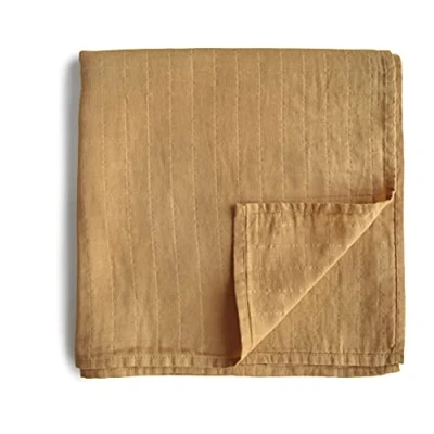 Image de mushie Couverture D&#039;emmaillotage en Mousseline pour Bébé Naissance 0 3 Mois Coton Organique Gigoteuse Prélavée de Réception Fabriquée au Danemark Fall Yellow