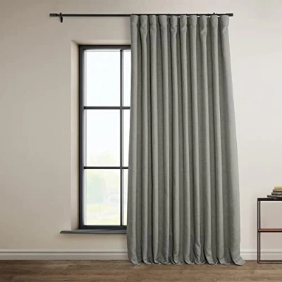 Image de HPD Half Price Drapes BOCH LN DW P Rideau occultant Extra Large en Lin (1 Panneau) 100 x 84 cm, LN18513 DW, Gris Blazer