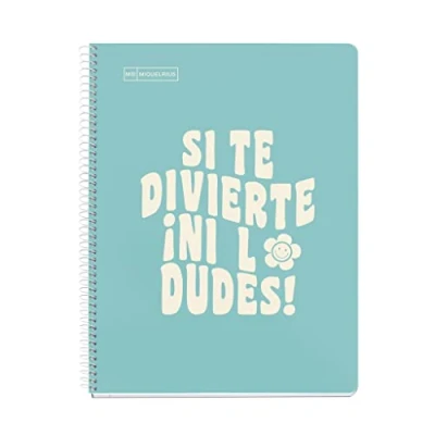 Image de Miquelrius Carnet Message, 1 Bande Couleur, A4, 80 Feuilles 7 mm Règles Horizontales, Papier 90 g, 4 Trous, Couverture Carton Rigide, Couleur Bleu Clair