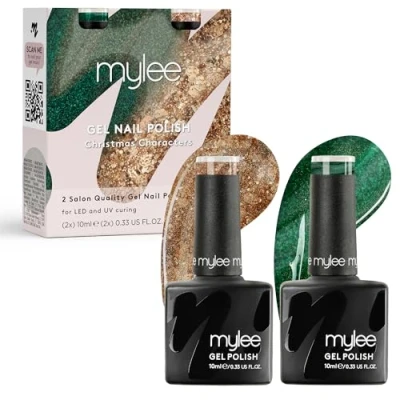 Image de Mylee Set de Vernis à Ongles Semipermanent 2x10ml [Christmas Character] UV/LED Nail Art, Manucure et Pédicure, Usage Professionnel Domestique [Noël 2024] Durable Facile Appliquer