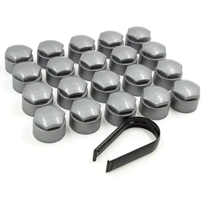 Image de Partsdealers® Cache écrous Ronds Fait pour Audi A1 A3 A4 A5 A6 A7 A8 TT Q3 Q5 Q7 17 mm (Alliage Gris.)