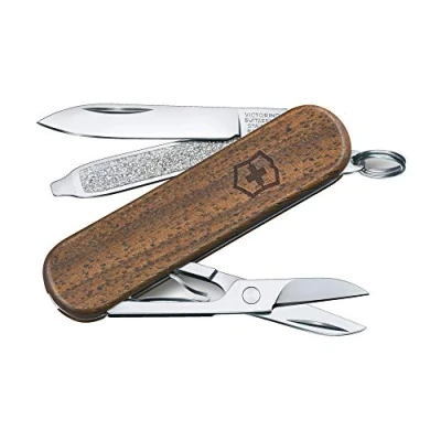 Image de Victorinox Classic Sd Petit Couteau de Poche Suisse, Léger, Multitool, 5 Fonctions, Ciseaux, Lime à Ongles, Bois