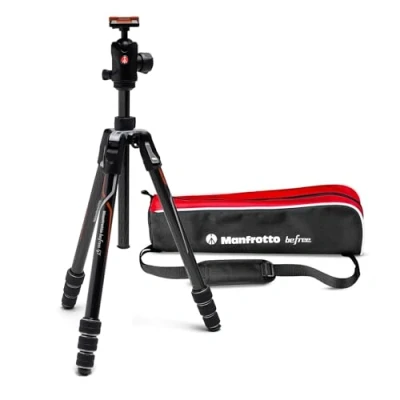 Image de Manfrotto Befree GT PRO Trépied de Voyage,Verrouillage Rotatif avec Rotule Ball et Sac, pour Reflex ou Hybrides Sony, Conception Légère en Fibre Carbone, Charge Admissible 12 kg, MKBFRTC4GTA BH