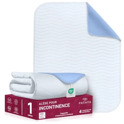 Image de PATAYA Protege Matelas Alese Impermeable 60 x cm Couvre Oeko TEX Lavable de Lit Bébé Enfants Adultes Respirant Absorbant Drap Housse Protection pour Incontinence Liquide Sang Sueur 60x60
