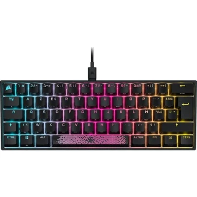 Image de Corsair K65 RGB MINI 60% Clavier Gaming (Rétroéclairage par touche personnalisable, Switchs mécaniques CHERRY MX Red, Touches à Double Injection PBT, Technologie AXON) AZERTY, Noir