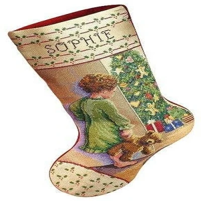 Image de Janlynn Kit de Broderie au Point Croix compté pour Chaussette Noël en Coton, Multicolore, Lot 1