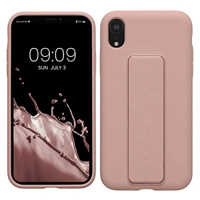 Image de kwmobile Coque Compatible avec Apple iPhone XR Housse Support Doigt en TPU Silicone Protection Fonction Rose Ancien