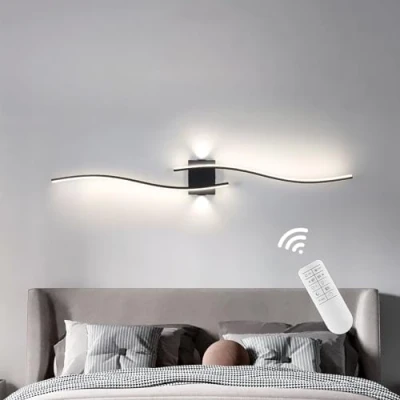 Image de minifair Noir Applique Murale IntéRieure,120Cm Lignes Simples Lampe Led Dimmable,Luminaires IntéRieur Pour Chambre Salon Couloirs Escalier Alle à Manger,3000 6000K Appliques