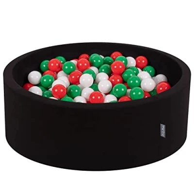 Image de KiddyMoon Piscine À Balles pour Bébé Rond 90X30cm/200 7Cm Fosses Boules Jouet Enfant, Italie: Vert/Blanc/Rouge