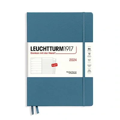 Image de LEUCHTTURM1917 367762 Composition (B5) Agenda semainier et bloc notes 2024, 12 mois, bleu pierre, en anglais