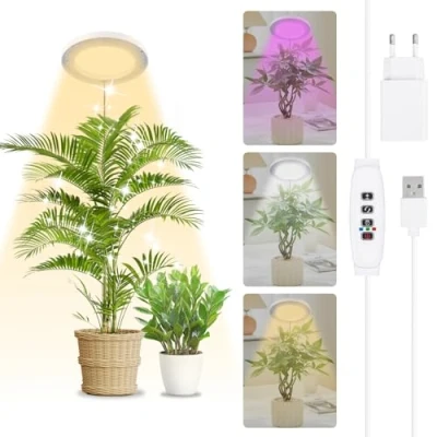 Image de Lampe Horticole LED de Croissance à Spectre Complet Plante Interieur Réglable en Hauteur avec Minuterie ON/OFF Automatique 3/9/12H, 10 Luminosité, 3 Modes Lumière pour Plantes d&#039;intérieur