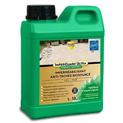 Image de ImperGuard Ultra Formule Végétale Imperméabilisant Super Antitache Incolore Biosourcé, Biodégradable Toute Pierre 1L 10m2
