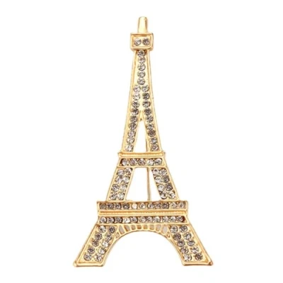 Image de Broche en cristal avec pendentif Tour Eiffel de Paris Rhines (doré)