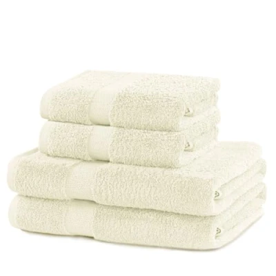 Image de DecoKing Marina Ensemble de serviettes bain en coton absorbant, Coton, ecru, 2*50x100 + 2*70x140