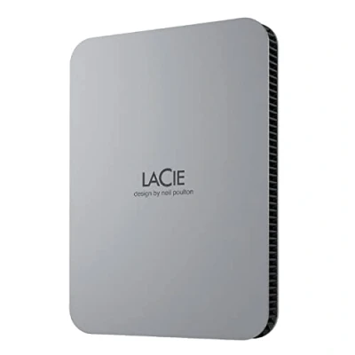 Image de LaCie Mobile Drive Moon, 5 To, disque dur externe portable, Silver, USB C 3.2, pour PC et Mac, en matériaux recyclés, avec abonnement àToutes les applications Adobe Services Rescue (STLP5000400)