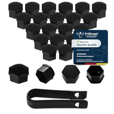 Image de moinkerin 20 Pièces Cache Ecrou 17 mm Capuchons Protection Hexagonal Plastique Protecteurs Boulon Couvre pour Ecrous de Roue avec Outil Demontage Voitures Ne Convient Pas Q7