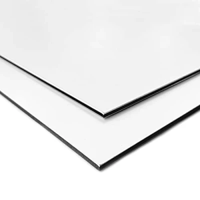 Image de Panneau Composite Aluminium Blanc 2 mm. Plaque alu avec au Centre un Polyéthylène (PVC) mm 20 x 70 cm (200 700 mm)