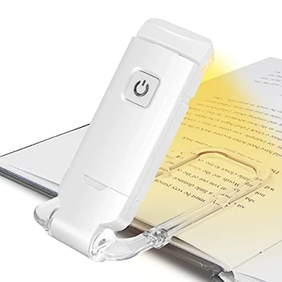 Image de HONWELL lampe de lecture à pince LED USB Liseuses Rechargeable avec pour lire au lit Pince, Lumière douce les yeux, 3 Niveaux Luminosité Réglable Pliable mini clip