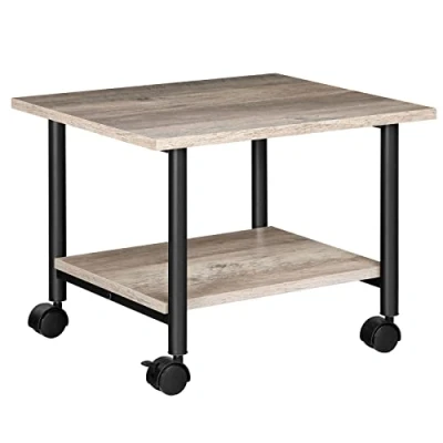 Image de HOOBRO Support d&#039;Imprimante, Chariot Mobile à 2 Niveaux avec roulettes, 48,5 x 40 36,5 cm, Style Industriel, Cadre en Métal, pour Bureau, Domicile, Copieur, Scanner, Grège et Noir EBG02PS01