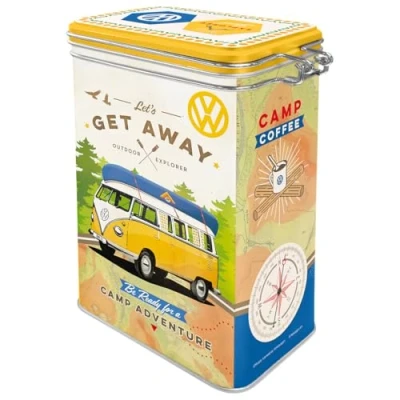 Image de Nostalgic Art Boîte à café rétro, VW Bulli Get Away Idée de Cadeau pour Le Bus VW, Récipient avec Couvercle aromatique, Design Vintage, 1,3 l