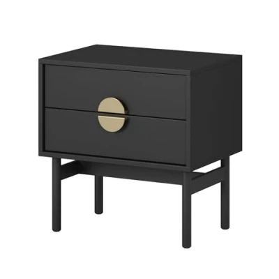 Image de Selsey Stoon Table de Chevet d&#039;appoint 55 cm avec 2 tiroirs Cadre en Acier Noir