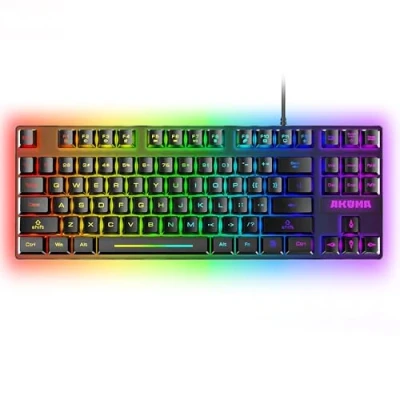 Image de AKUMA Clavier Gaming à Membrane SHÔNEN T02 TKL 88 Touches Rétroéclairées LED RGB Programmable Filaire USB AZERTY Français Compact sans Pavé Numérique