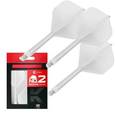Image de Target Darts K Flex Integrated Dart Flight And Shaft, No.2 Blanc (Moyen) Pack de 3 fléchette No 2, 2 en 1 moulées avec précision et tige Accessoire professionnel