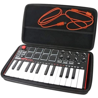 Image de Khanka Étui de Voyage Housse pour AKAI Professional MPK Mini MK3/MKII MK2/Mini Play Clavier Maître MIDI USB 25 Touches.(Noir)