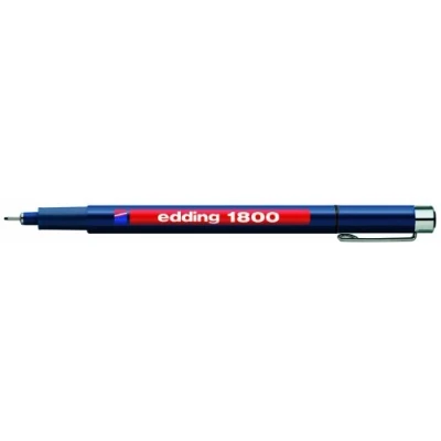 Image de edding 1800 Feutre fin de précision Bleu 10 stylos Largeur trait 0,7 mm pour une écriture et des esquisses précises Pointe fine gainée métal adapté aux règles pochoirs