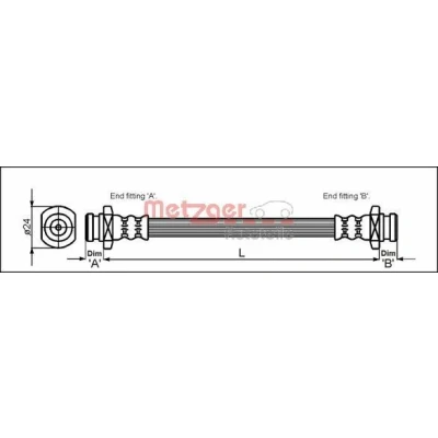 Image de METZGER 4110089 Flexible De Frein 285 M10 x 1 SUZUKI: Wagon R+ II 3/5 portes, IGNIS 2